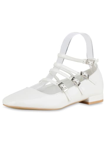 VAN HILL Riemchenballerinas Amelia in Weiss Lack