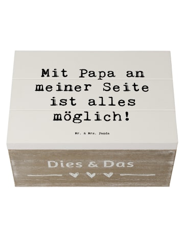 Mr. & Mrs. Panda Holzkiste Spruch Papa Möglichmacher mit Spruch in Weiß