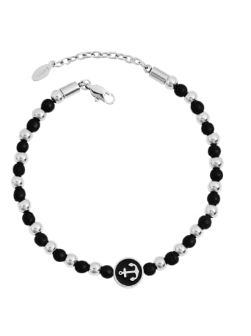 Adeliás Damen Armband Anker aus Edelstahl 20+5 cm in schwarz
