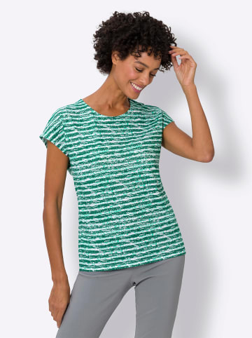 Sieh an! Kurzarmshirt in grün-ecru-geringelt
