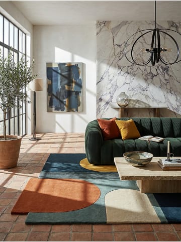 KADIMA DESIGN Wollteppich Kurzflor HALLEIN Abstrakt Geometrisch Handgetuftet in Türkis