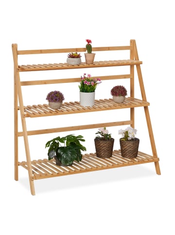 relaxdays Blumenregal in Natur - (B)99,5 x (H)96 x (T)37 cm