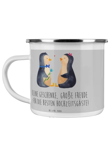 Mr. & Mrs. Panda Tasse Gastgeschenke Freude mit Spruch in Heather Grey
