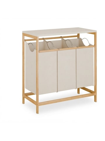 relaxdays Wäschesammler in Natur/ Creme - (B)78,5 x (H)84,5 x (T)40 cm