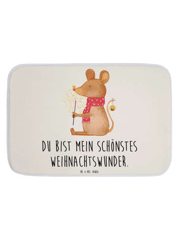Mr. & Mrs. Panda Badteppich Maus Weihnachten mit Spruch in Weiß