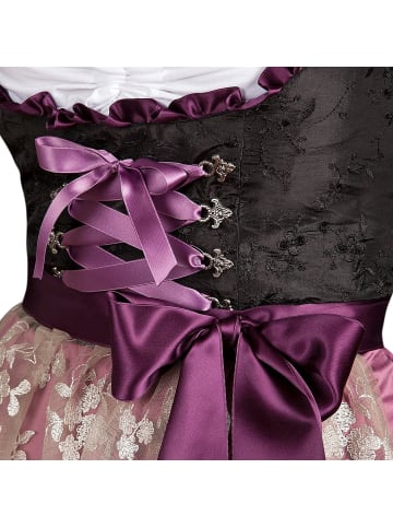 Edelnice Midi Dirndl 2-teilig Alpentraum in schwarz, lila, rosé