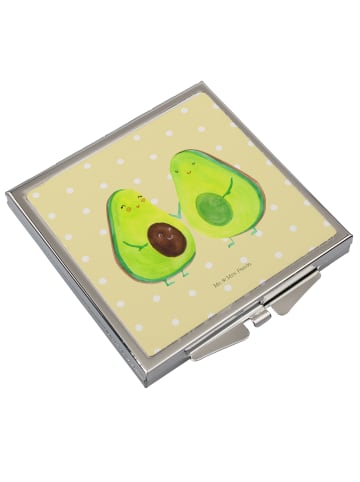 Mr. & Mrs. Panda Handtaschenspiegel quadratisch Avocado Pärchen ... in Gelb Pastell