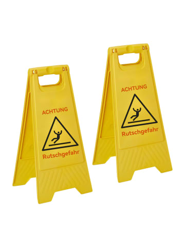 relaxdays 2x Achtung Rutschgefahr Aufsteller in Gelb