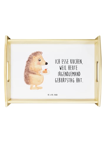Mr. & Mrs. Panda Holz Serviertablett Igel Kuchenstück mit Spruch in Weiß