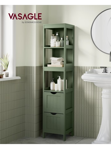 VASAGLE Badezimmerschrank Sofie in Waldgrün - (B)30 x (H)141.5 x (T)30 cm