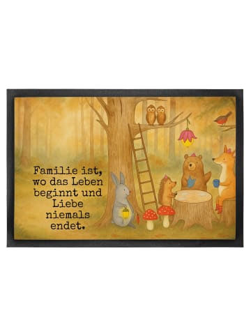 Mr. & Mrs. Panda Fußabtreter Waldtiere Picknick Design mit Spruch in Weiß