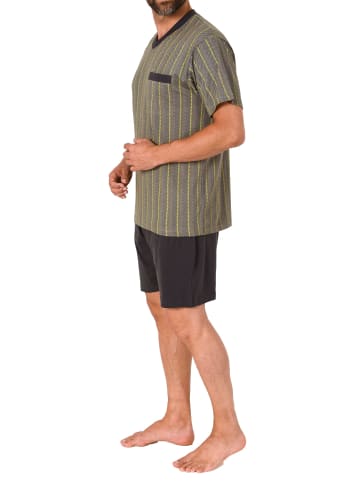NORMANN kurzarm Schlafanzug Shorty Pyjama Streifen - 72034 in grau
