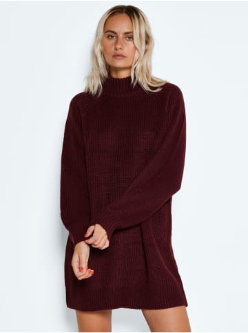 Noisy may Langarm Mini Strickkleid Rundhals Pullover Shirt NMTIMMY in Weinrot