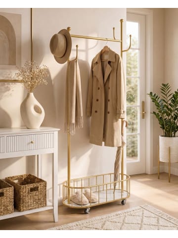Beliani Kleiderständer LOUMARIN in Gold/Weiß - (W) 80 x (H) 170 x (L) 32 cm