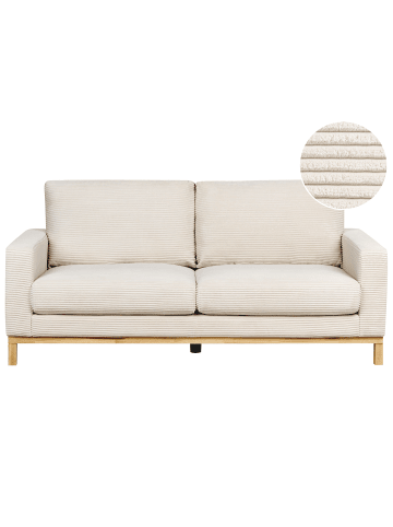 Beliani 2-Sitzer Sofa SIGGARD in Beige/Heller Holzfarbton - (W) 184 x (H) 84 x (L) 92 cm