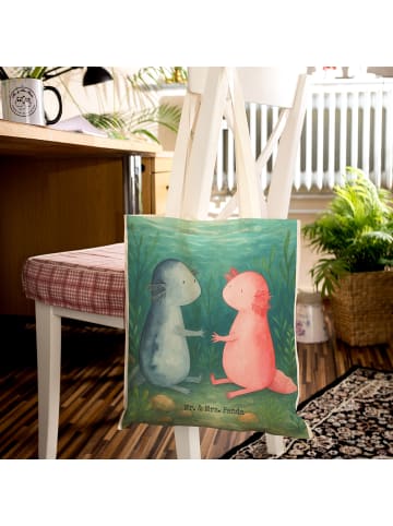 Mr. & Mrs. Panda Umhängetasche Axolotl Liebe Design ohne Spruch in Weiß
