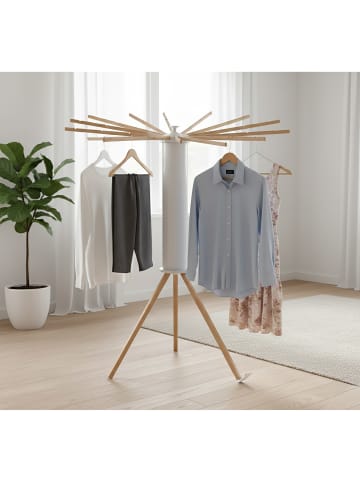 relaxdays Wäscheständer in Weiß/ Natur - (H)121 x Ø112 cm