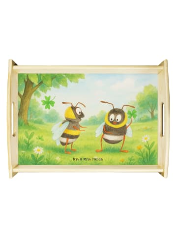Mr. & Mrs. Panda Holztablett Bienen Paar Design ohne Spruch in Weiß