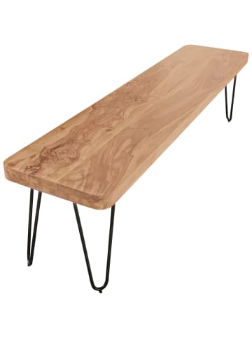 FineBuy Sitzbänk in Braun / Akazie / 160x40x45