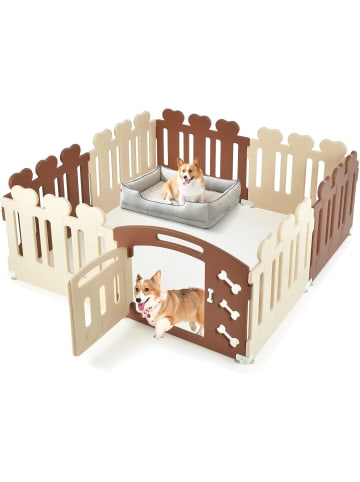 COSTWAY Laufstall für Hunde 8 Panel in Beige