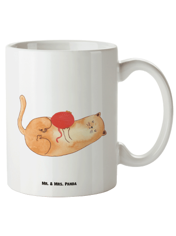 Mr. & Mrs. Panda Keramiktasse Katze Wolle ohne Spruch in Weiß