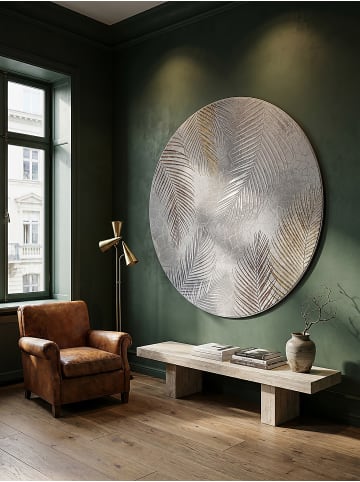 KADIMA DESIGN Rundteppich Floral pflegeleicht Wohnzimmer Schlafzimmer Flur Esszimmer in Grau