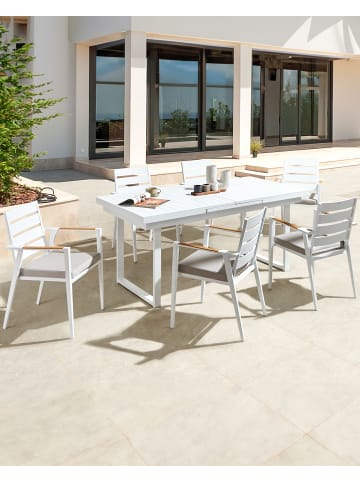 Beliani 6er-Set Esszimmerstuhl TAVIANO in Weiß/Grau/Braun