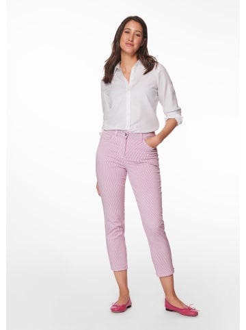 MADELEINE Fein gestreifte Jeans in weiß / leuchtpink