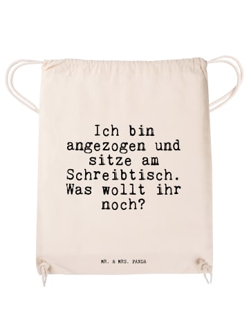 Mr. & Mrs. Panda Sportbeutel Ich bin angezogen und... mit Spruch in Creme