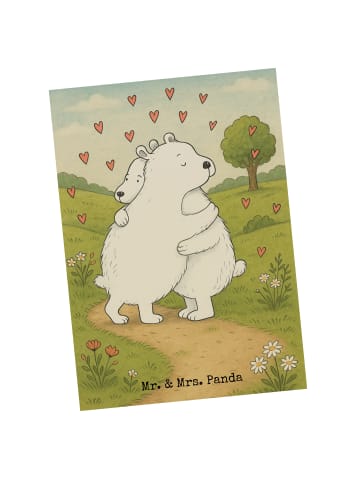 Mr. & Mrs. Panda Postkarte Eisbär Umarmen Design ohne Spruch in Weiß