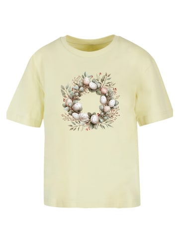F4NT4STIC Tee Osterkranz Eierkranz Blumenring in softyellow