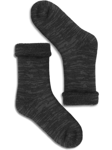 Polar Husky Farbige Vollplüsch-Socken mit Wolle in Anthrazit/Schwarz