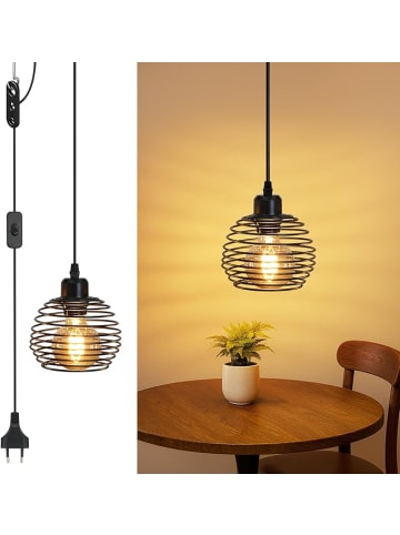 ZMH Pendelleuchte in Schwarz 1-flammige E27 mit 4.5M Kabel Stecker und Schalter