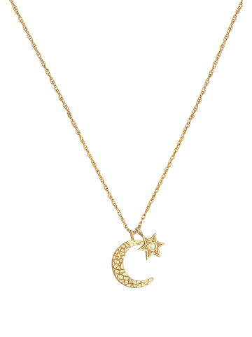 Elli Halskette 925 Sterling Silber Halbmond, Sterne, Stern in Gold