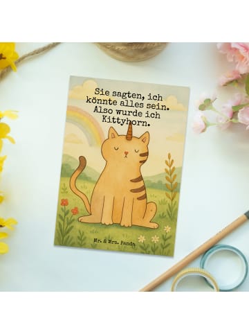 Mr. & Mrs. Panda Postkarte Einhorn Katze Design mit Spruch in Weiß