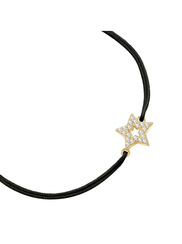Glanzstücke München Armband Stern aus Textil und Sterling Silber mit Zirkonia in gelbgold