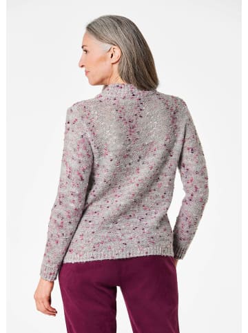 GOLDNER Edler Strickpullover mit Stehkragen in grau / pink / gemustert