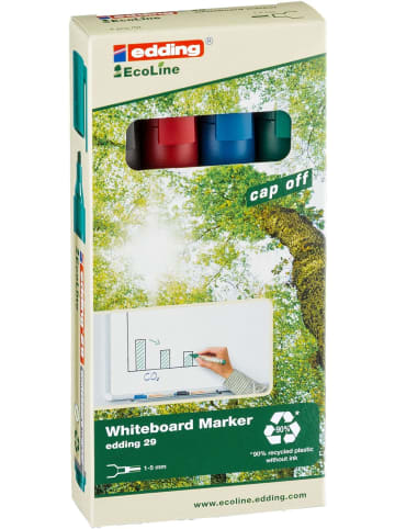 edding Whiteboardmarker edding 29 EcoLine nachfüllbar 1-5mm schwarz, rot, b...