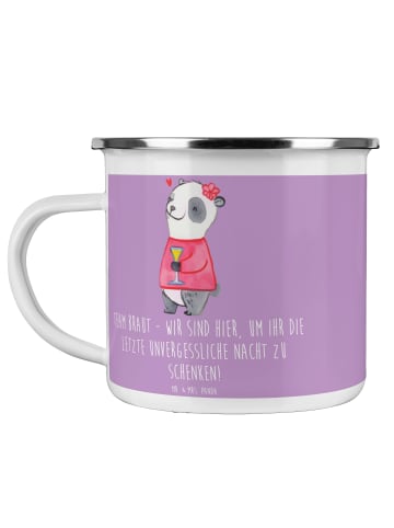 Mr. & Mrs. Panda Camping Emaille Tasse Junggesellinnenabschied T... in Lavendeltraum