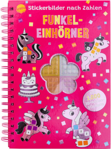 Arena Buch - Stickerbilder nach Zahlen. Funkel-Einhörner (Mit 1.000 3D-Mosaik-Fo