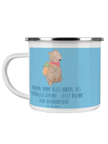 Mr. & Mrs. Panda Emaille Becher Scheidung Soloabenteuer mit Spruch in Sky Blue