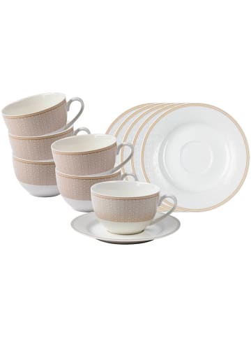 Ritzenhoff & Breker 6er Set Kaffeetassen mit Untertassen Geo in Beige 250 ml in beige