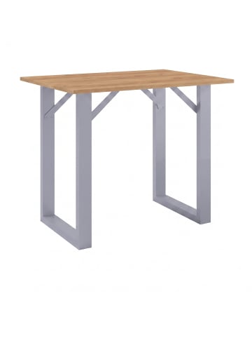 VCM Holz Bartisch Stehtisch Tisch Tresen Xona 140x50 in Silber / Honig-Eiche