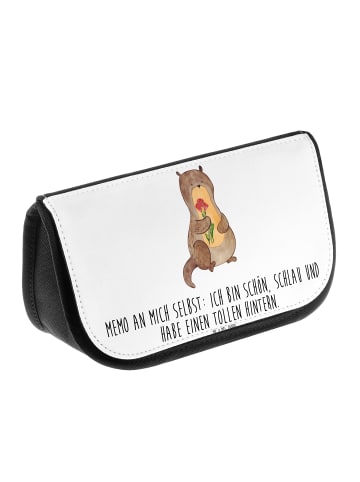 Mr. & Mrs. Panda Schminktasche Otter Blumenstrauß mit Spruch in Weiß