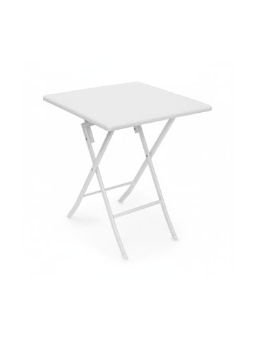 relaxdays Gartentisch Bastian in Weiß - (B)61,5 x (H)74 x (T)61,5 cm