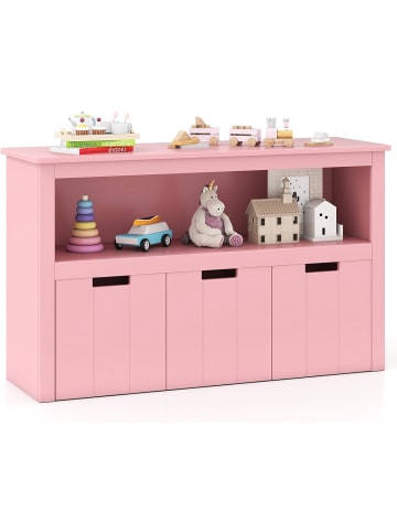 COSTWAY Sideboard mit 3 Schubladen in Rosa