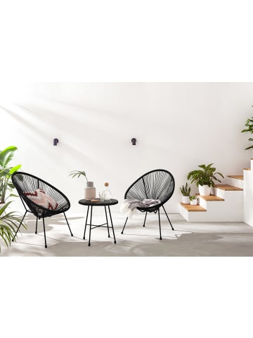 home24 Sitzgruppe Copacabana 3-teilig in Schwarz