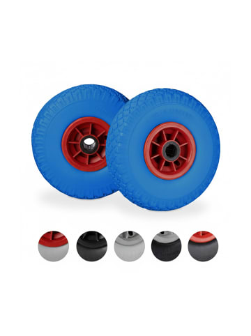relaxdays 8x Sackkarrenrad "3.00-4" in Blau/ Rot