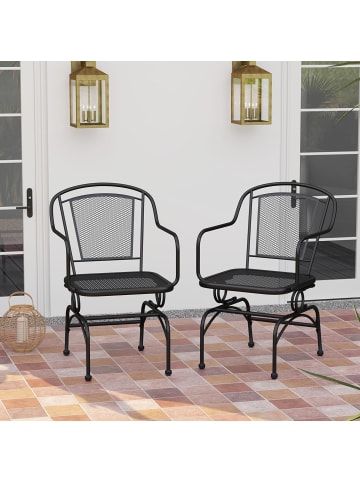 COSTWAY Schaukelstühle Gartenstühle Metall 2er Set Tragfähigkeit 150 kg in Schwarz