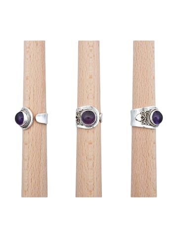 mantraroma 925er Silber - Ringe verstellbar mit Amethyst